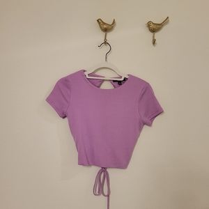 Pink crop top open back